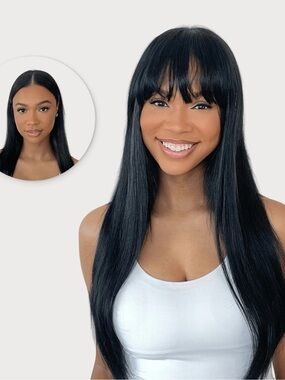 NIB INH Zooey Clip In Bangs- Dark Brown